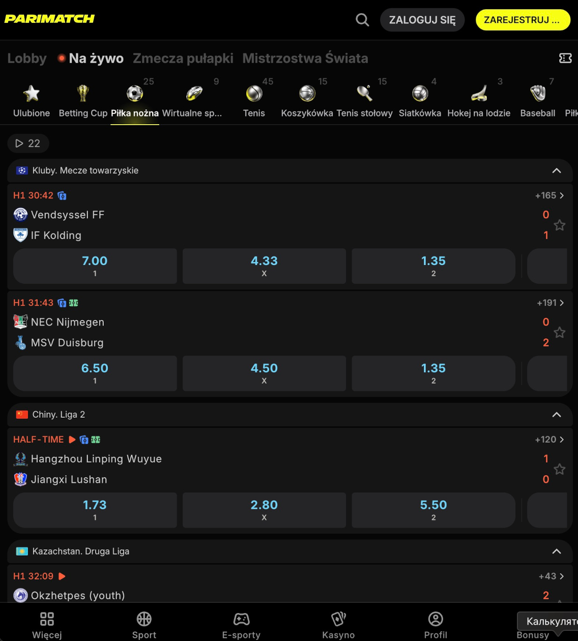live betting Parimatch